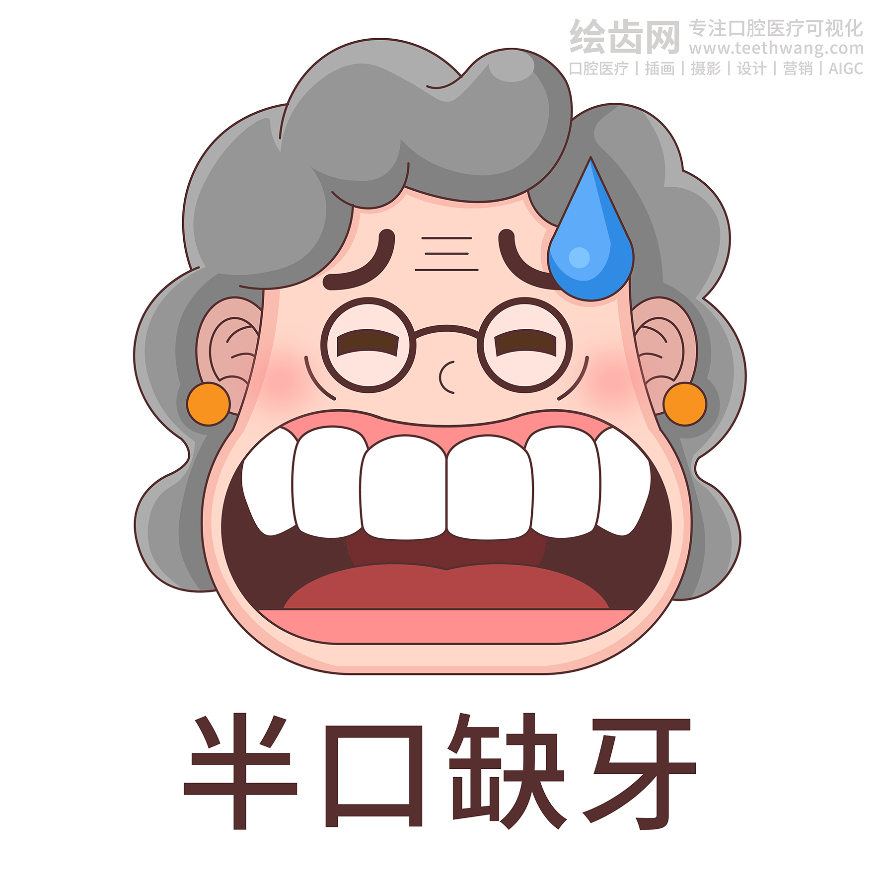 文老太-种植牙（2.0）口腔牙齿插画（白色背景）