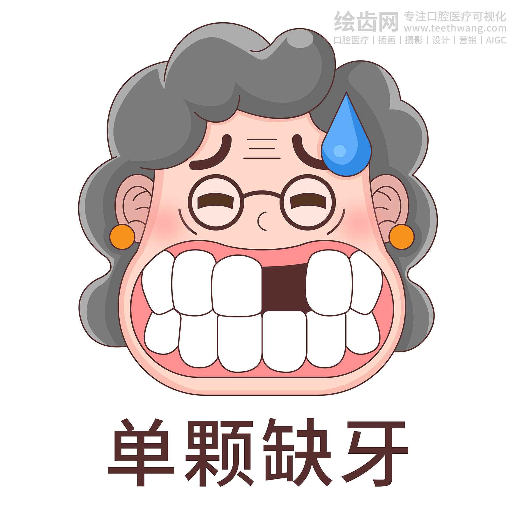 文老太-种植牙（2.0）口腔牙齿插画（白色背景）