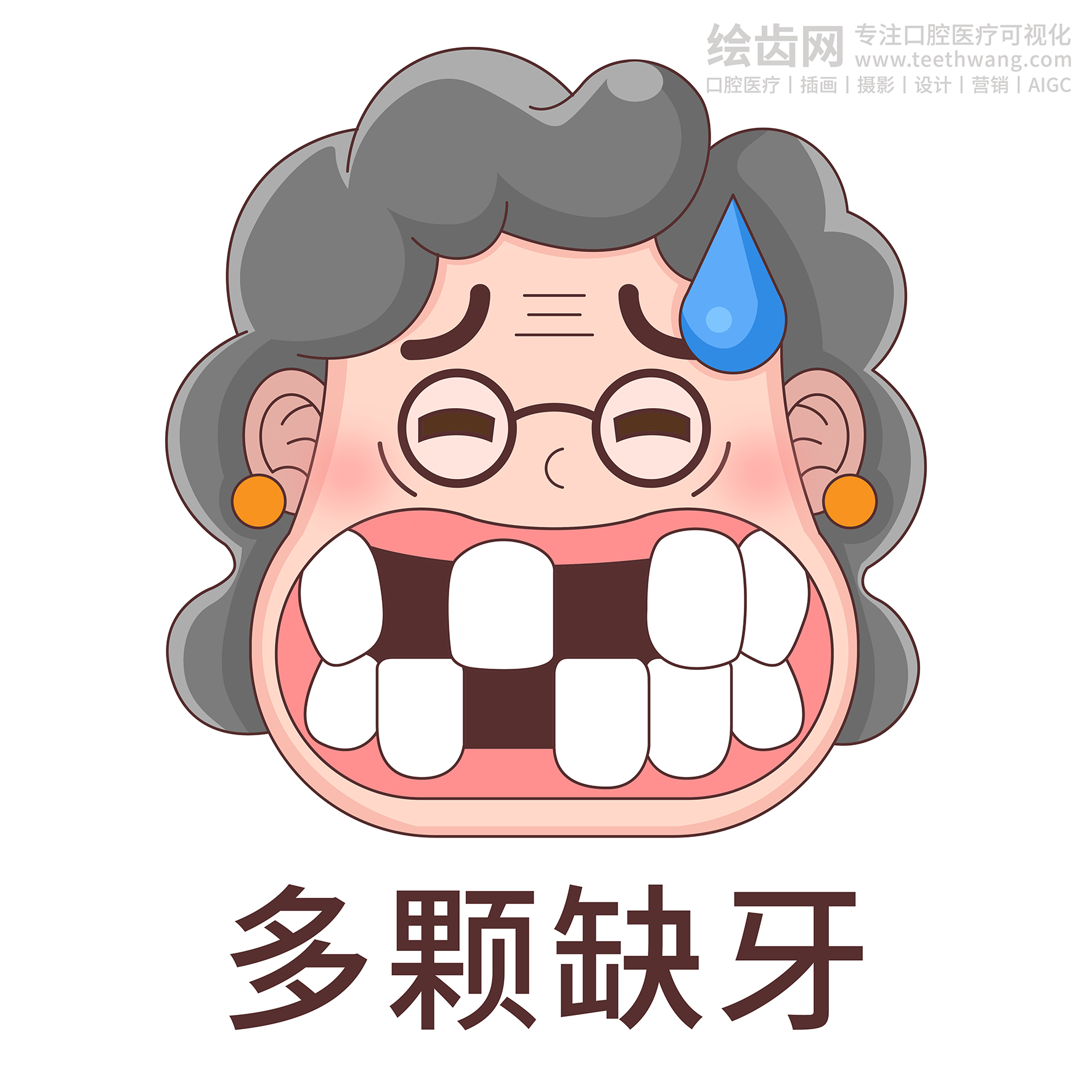 文老太-种植牙（2.0）口腔牙齿插画（白色背景）