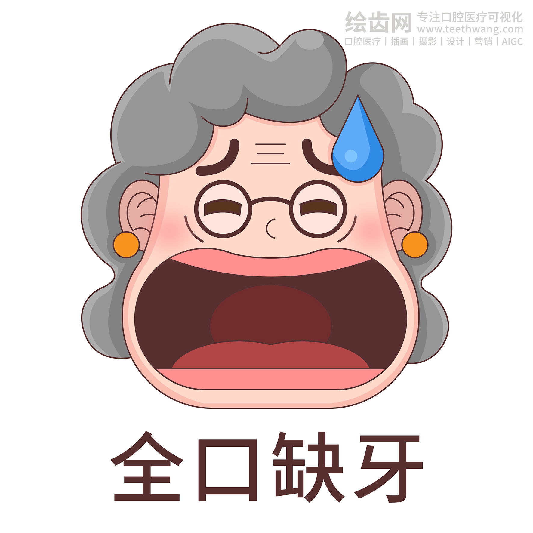 文老太-种植牙（2.0）口腔牙齿插画（白色背景）