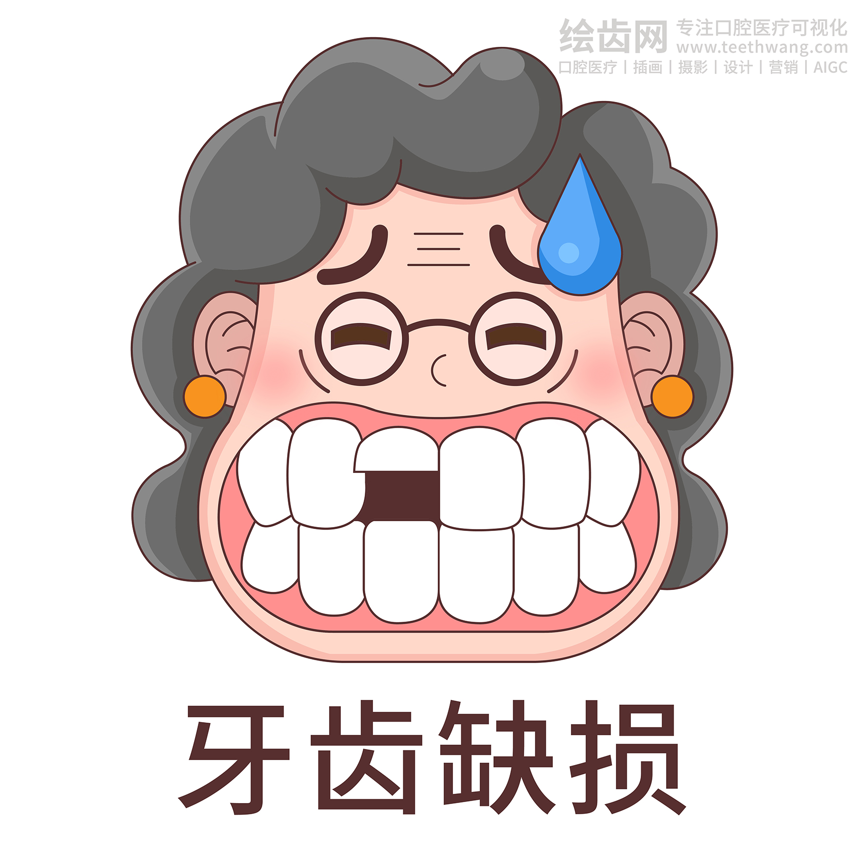 文老太-种植牙（2.0）口腔牙齿插画（白色背景）