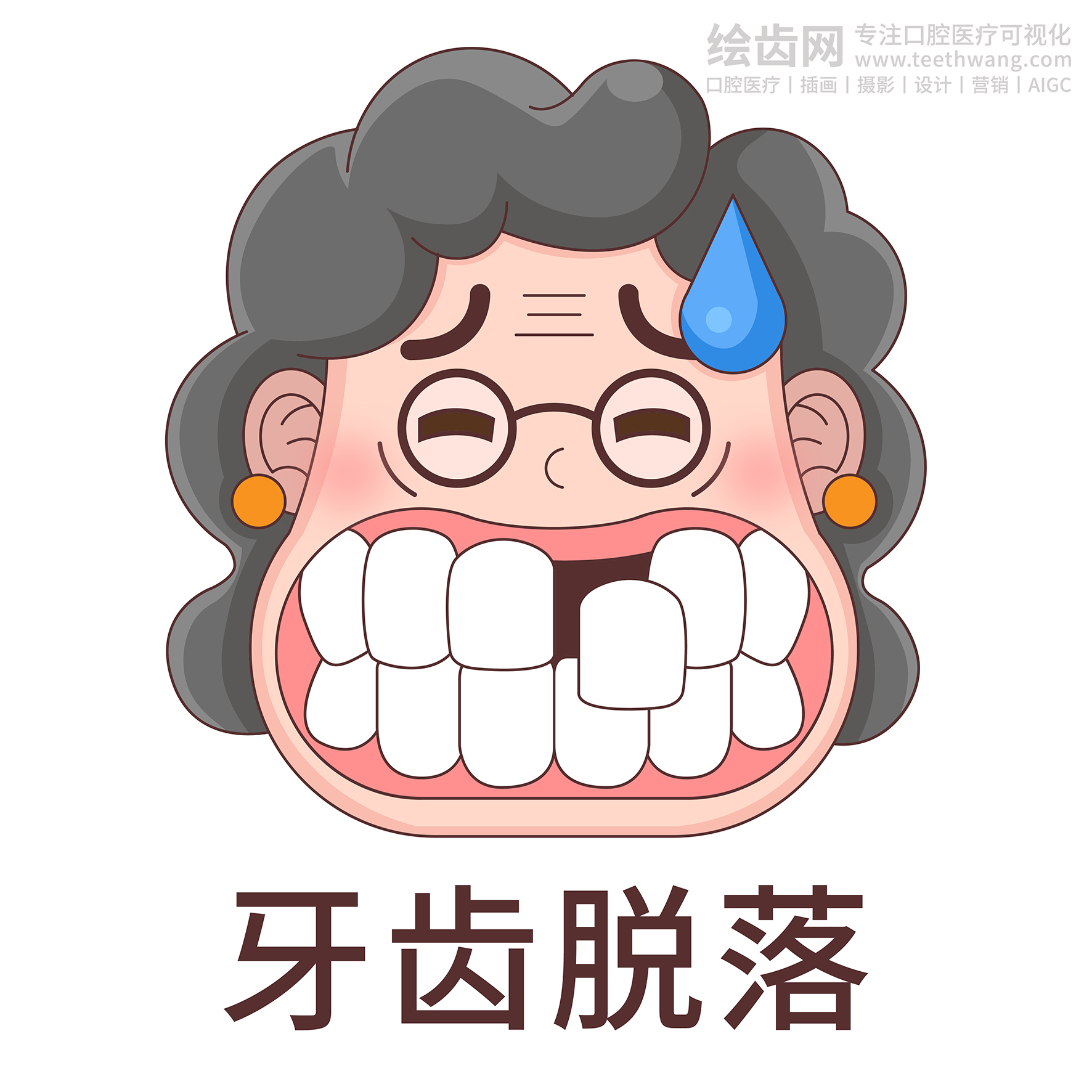 文老太-种植牙（2.0）口腔牙齿插画（白色背景）