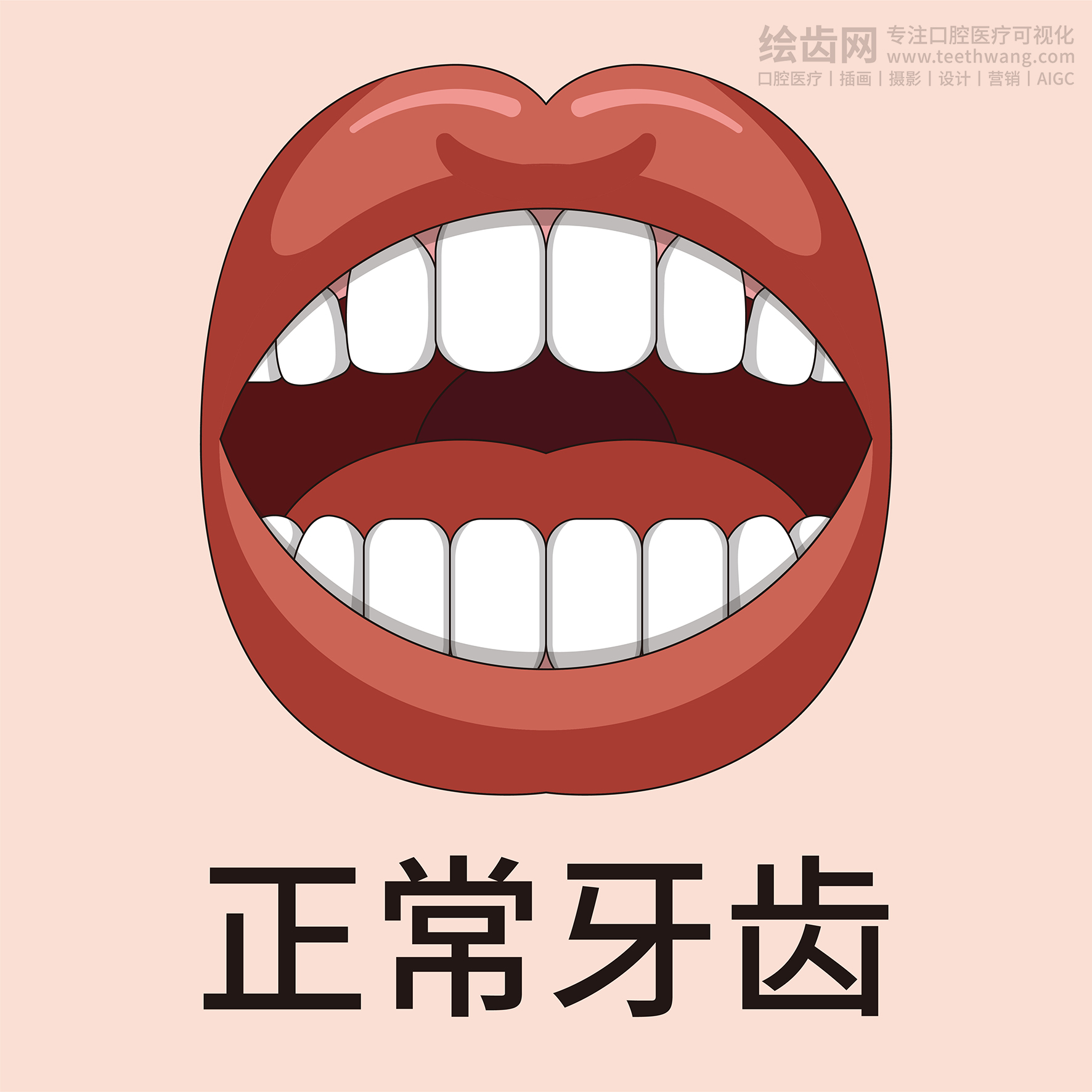 牙齿类型大全（合集-黄色背景）牙齿矫正 种植 贴面