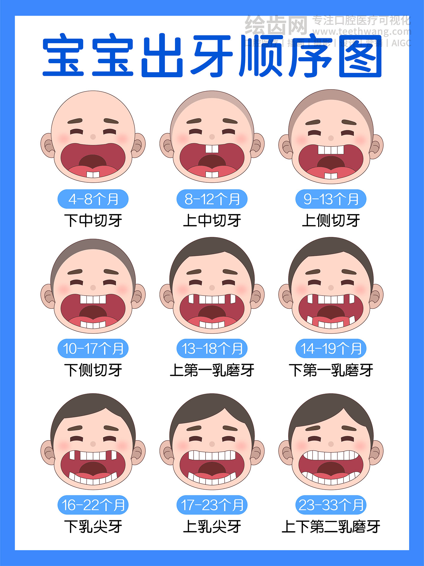 宝宝出牙顺序图